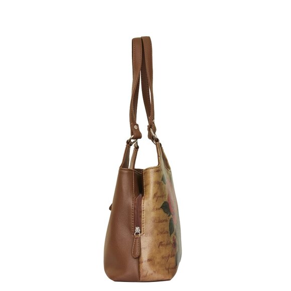 Genuine Leather Printed Shoulder Tote Bag for Women–Top Handle Handbag Daily Use - Picture 8 of 9